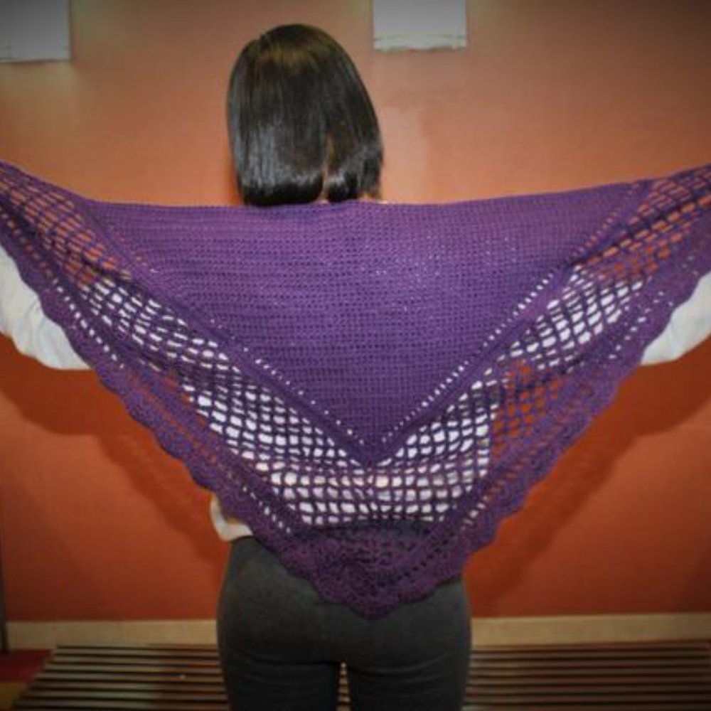 Handcrafted Aestlight-Style Shawl Scarf Wrap in Purple Paradise NEW - Picture 4 of 9